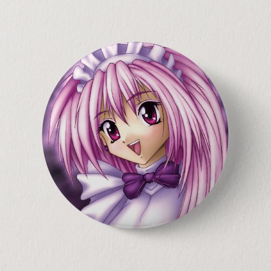Cute Anime Girl Maid Ronde Button 5,7 Cm (Voorkant)