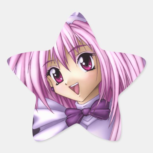 Cute Anime Girl Maid Ster Sticker (Voorkant)