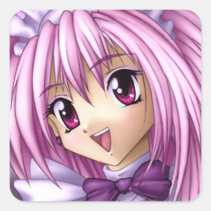 Cute Anime Girl Maid Vierkante Sticker