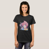 Cute Anime Girl met kattenoorten T-shirt (Voorkant volledig)