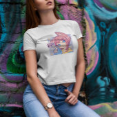 Cute Anime Girl met kattenoorten T-shirt
