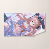 Cute Anime Girl onder een Cherry Blossom Tree Handdoek (Handdoek)