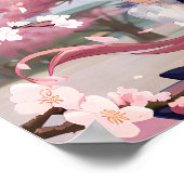 Cute Anime Girl onder een Cherry Blossom Tree Poster (Hoek)