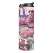 Cute Anime Girl onder een Cherry Blossom Tree Thermosbeker (Gedraaid links)
