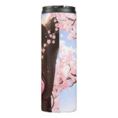 Cute Anime Girl onder een Cherry Blossom Tree Thermosbeker (Achterkant)