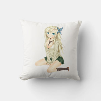 Cute Anime Girl Pillow Art – Soft Aesthetic Waifu  Kussen