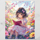 Cute Anime Girl Reading a Book (Voorkant)