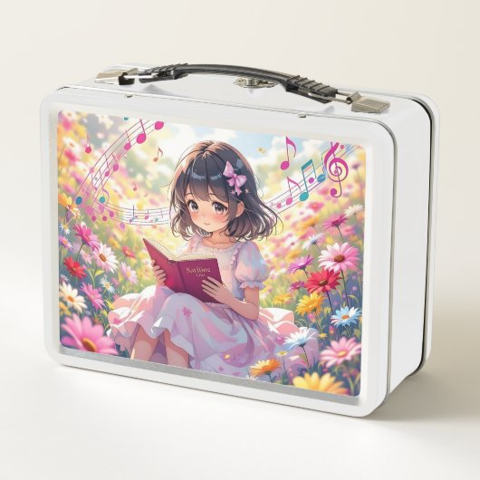 Cute Anime Girl Reading a Book Personalized (Achterkant)