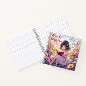 Cute Anime Girl Reading a Book Personalized Notitieboek (Binnen)