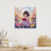 Cute Anime Girl Reading a Book Poster (Keuken)