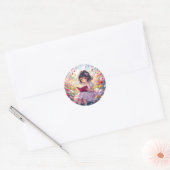 Cute Anime Girl Reading a Book Ronde Sticker (Envelop)