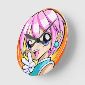 Cute Anime Girl Ronde Klok (Hoek)