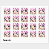 Cute Anime Girl Vierkante Sticker (Vel)