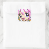 Cute Anime Girl Vierkante Sticker (Tas)