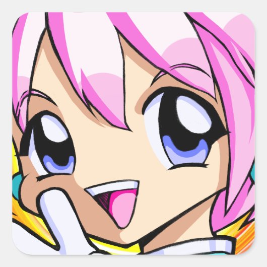Cute Anime Girl Vierkante Sticker (Voorkant)