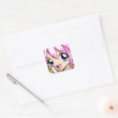 Cute Anime Girl Vierkante Sticker (Envelop)