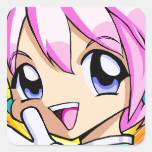 Cute Anime Girl Vierkante Sticker