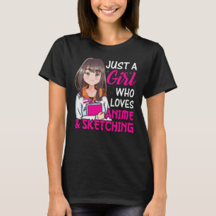 Cute Anime Girl voor Anime & Sketching Lover T-shirt
