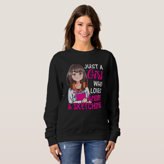 Cute Anime Girl | voor Anime & Sketching Lover Trui (Voorkant volledig)