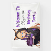 Cute Anime Girl's Birthday Party Spandoek (Verticaal)