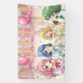 Cute Anime Girl's Ice Cream Birthday Party   Spandoek (Verticaal)