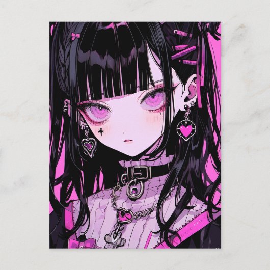 Cute Anime Gothic Girl Briefkaart (Voorkant)