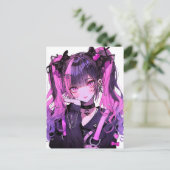 Cute Anime Gothic Girl Briefkaart (Staand voorkant)