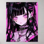 Cute Anime Gothic Girl Poster (Voorkant)