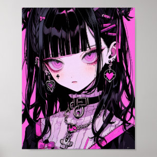 Cute Anime Gothic Girl Poster