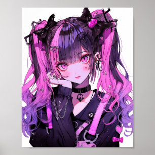 Cute Anime Gothic Girl Poster