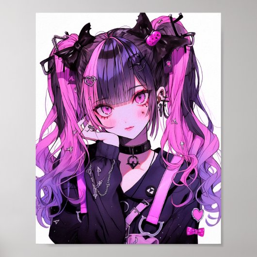 Cute Anime Gothic Girl Poster (Voorkant)