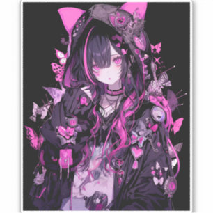 Cute Anime Gothic Girl Sticker