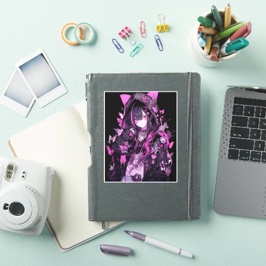 Cute Anime Gothic Girl Sticker (iPad Cover)