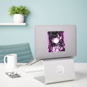 Cute Anime Gothic Girl Sticker (Laptop op bureau)