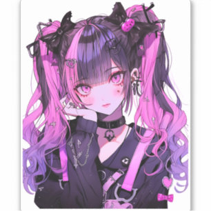 Cute Anime Gothic Girl Sticker