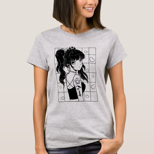 Cute Anime Gothic Girl T-shirt (Voorkant)