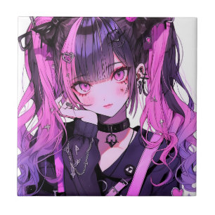 Cute Anime Gothic Girl Tegeltje