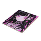 Cute Anime Gothic Girl Tegeltje (Zijkant)