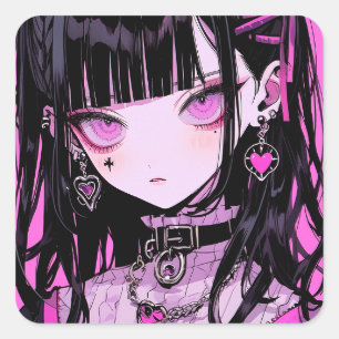 Cute Anime Gothic Girl Vierkante Sticker