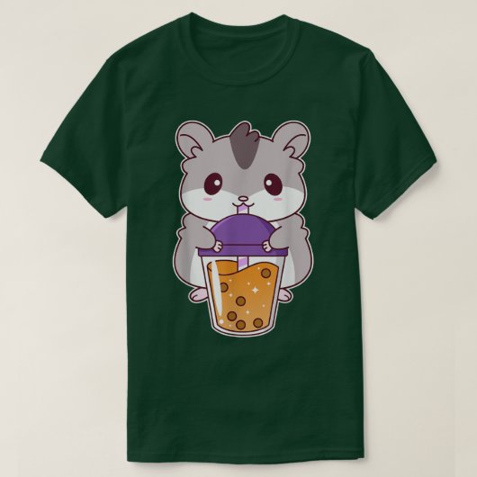 Cute Anime Hamster Drink Boba Tea Kawaii T-shirt (Design voorkant)