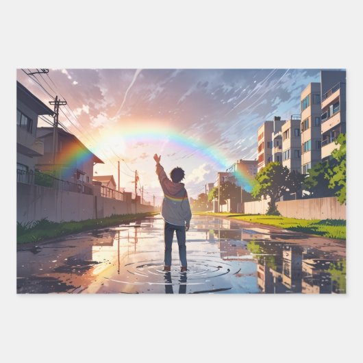 Cute Anime Inpakpapier - Pakket van 3 pagina's Vel (Voorkant)