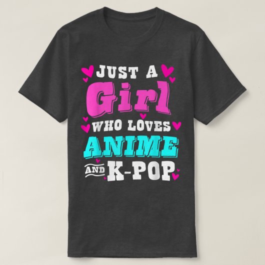 Cute Anime is gewoon een meisje dat van anime houd T-shirt (Design voorkant)