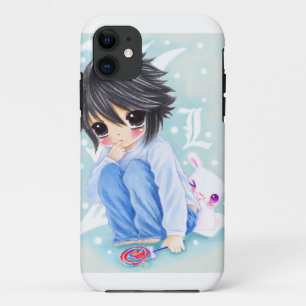 Cute anime jongen met lollipop en kawaii bunny Case-Mate iPhone case