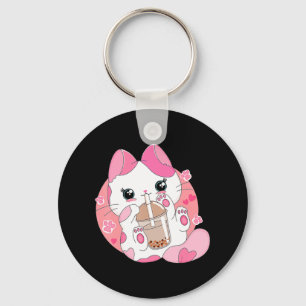 Cute Anime Kawaii Cat Boba Bubble Tea Girls Costum Sleutelhanger