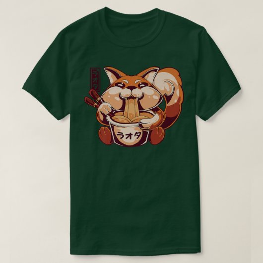 Cute Anime Kawaii Fox Eating Ramen Noodles Premium T-shirt (Design voorkant)