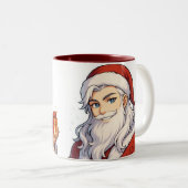 Cute Anime Kerstman Mok-Kerstmis Kerst Koffiekop Tweekleurige Koffiemok (Voorkant rechts)