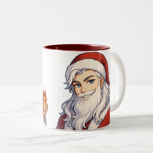 Cute Anime Kerstman Mok-Kerstmis Kerst Koffiekop Tweekleurige Koffiemok (Voorkant rechts)