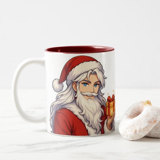 Cute Anime Kerstman Mok-Kerstmis Kerst Koffiekop Tweekleurige Koffiemok (Met donut)