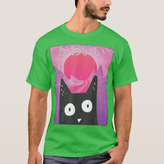Cute Anime Retro Kitten Neko Synthwave Japan 80s M T-shirt
