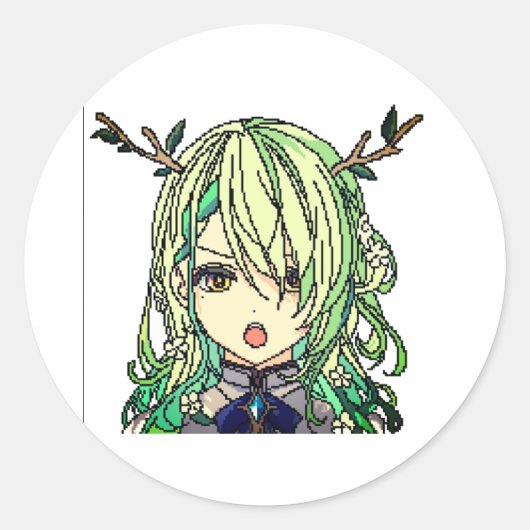 Cute anime ronde sticker (Voorkant)